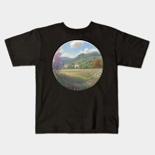 Monet Inspired - Little Impressionism Village in a Field of Flowers Kids T-Shirt